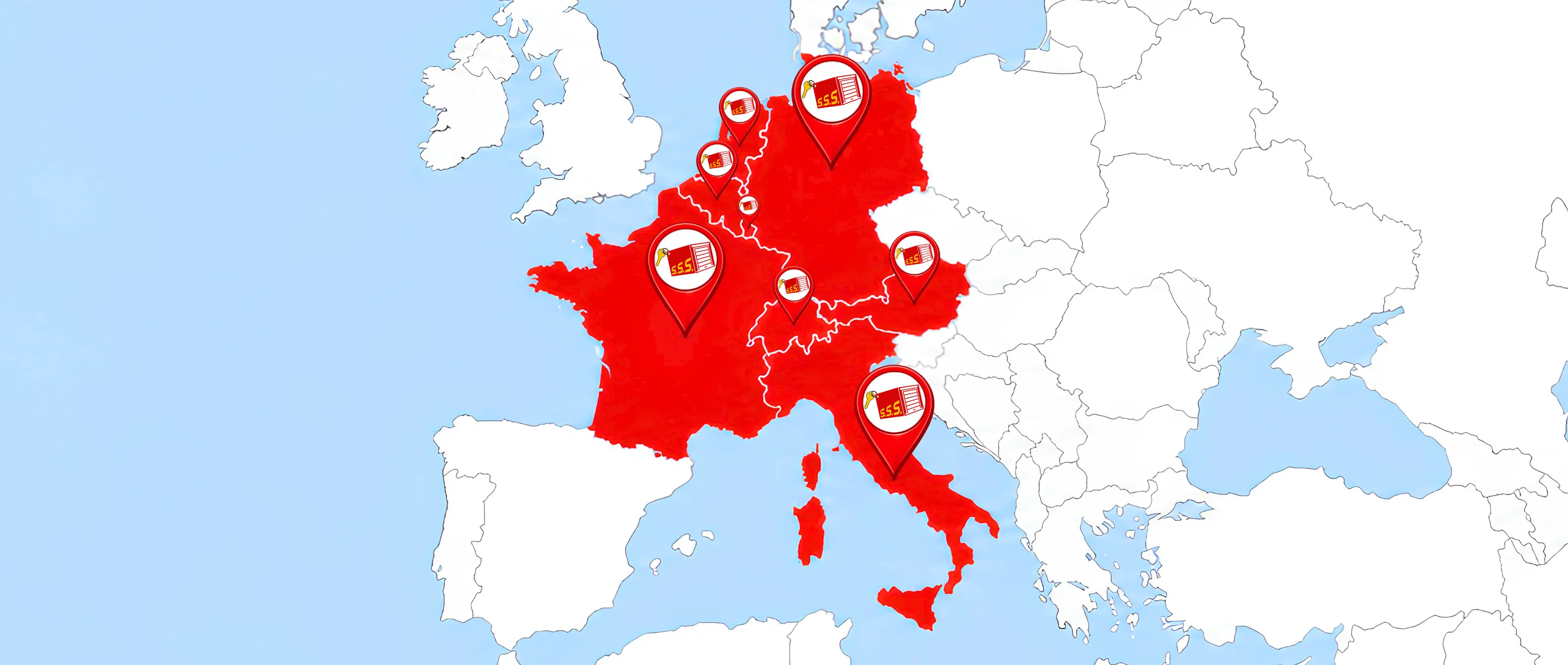 Europa-Karte: Tätigkeitsbereich von Self Storage Solution