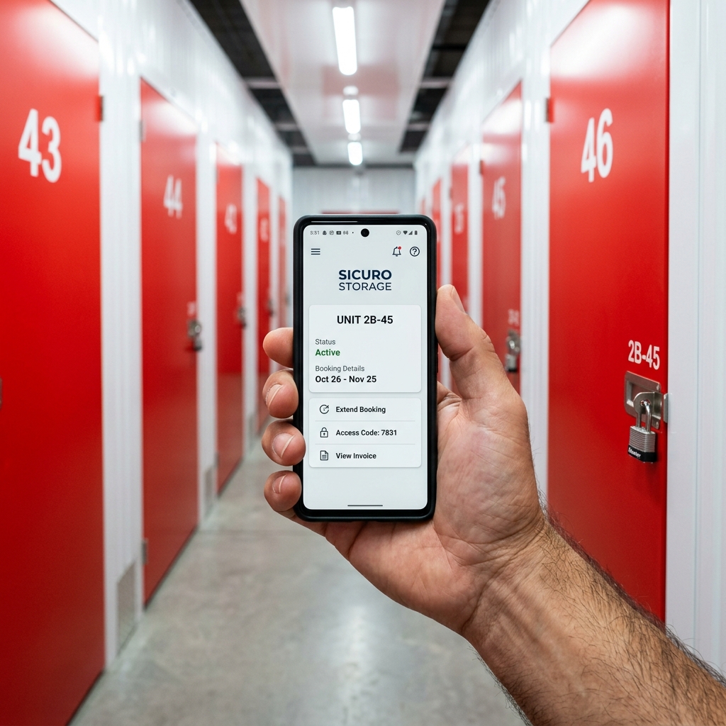 Self storage mobile booking and ERP interface